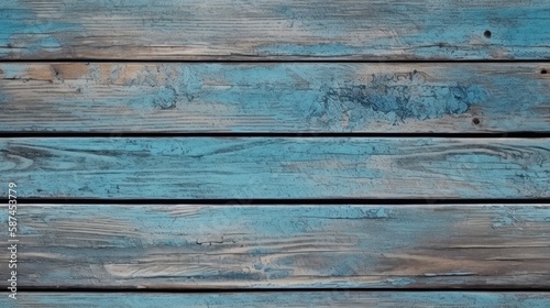 Old blue wood table background. Wooden grunge texture. Generative AI