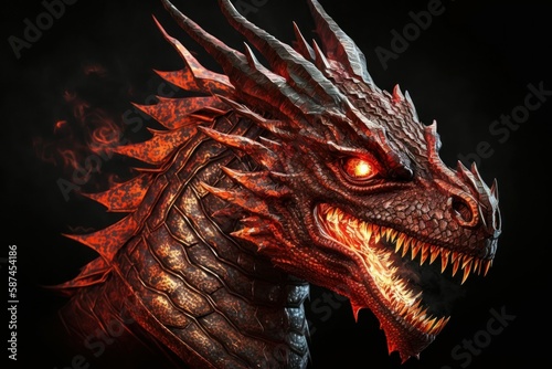 Chinese fire-breathing Dragon, selective focus. AI generated, human enhanced © top images