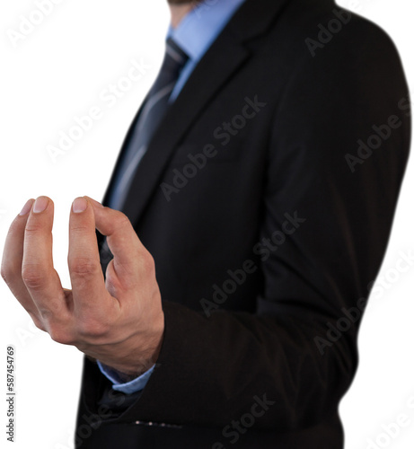 Mid section of businessman marketing invisible product