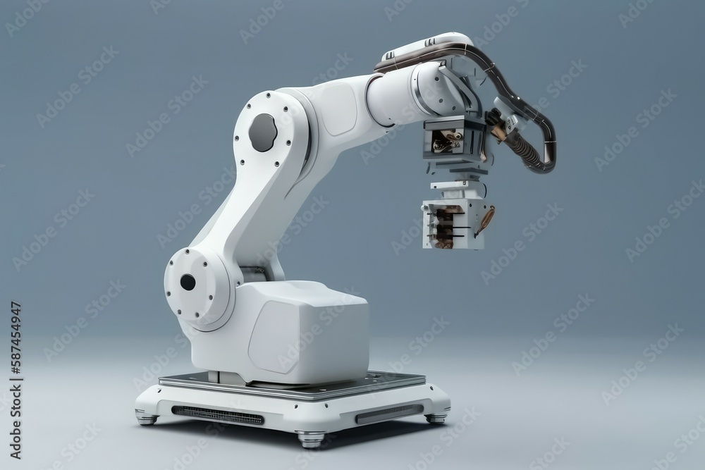 Portable robotic arm with station module. AI generated, human enhanced Portable robotic arm with station module. AI generated, human enhanced