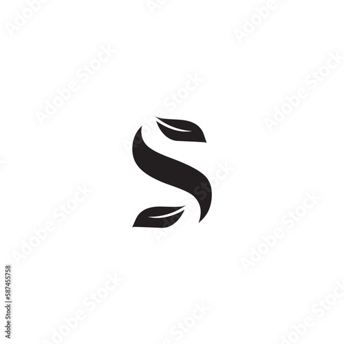 S leaf logo black and white