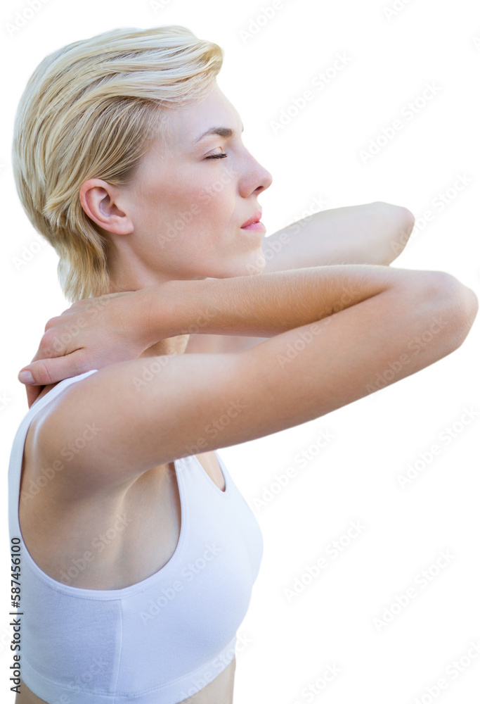Fototapeta premium Fit blonde woman meditating 