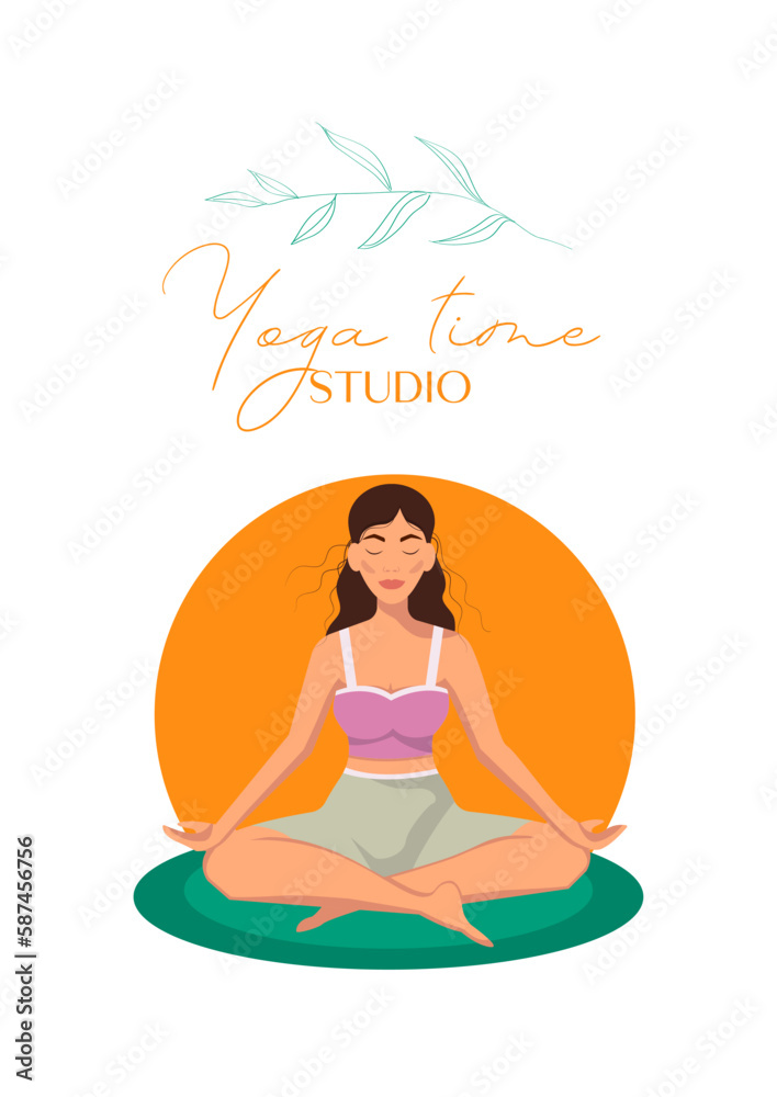 Obraz premium Illustration of woman doing yoga for Yoga Day Celebration on abstract background.