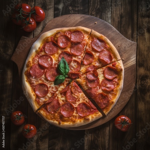 A centered shot homemade pizza ai generative illustration