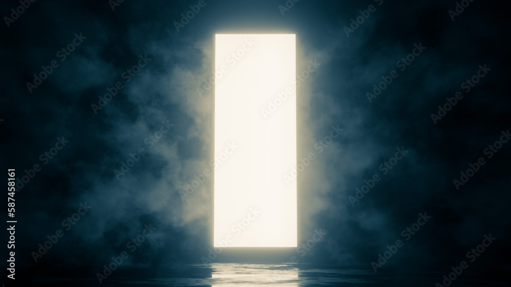 abstract background with a portal, gateway, panel, door in neon glowing color in smoke, fog looking scifi and futuristic and a bit mysterious and horrifying too abstract background with a portal, gateway, panel, door in neon glowing color in smoke, fog looking scifi and futuristic and a bit mysterious and horrifying too