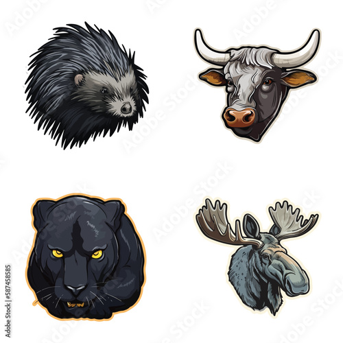 Animals Flat Icon Set Isolated On White Background