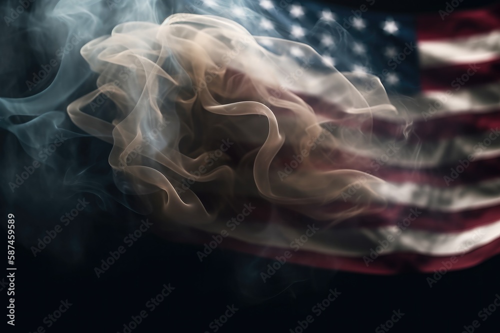 Fototapeta premium The American Flag Over A Smoke Pattern Generative AI