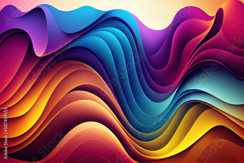 Abstract psychedelic waves  colorful gradients. Generative Ai