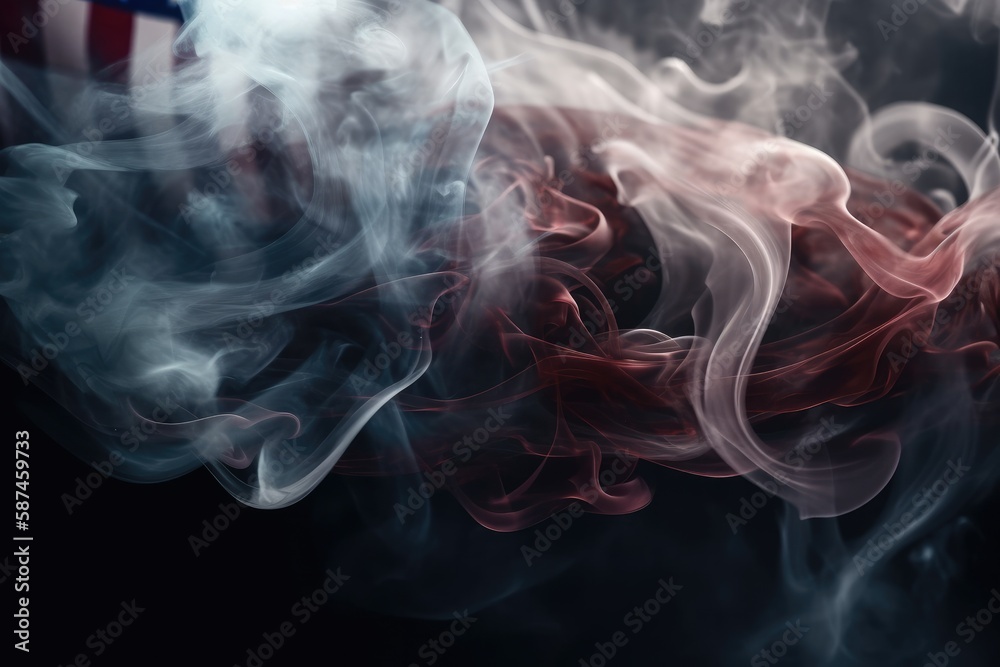 Fototapeta premium The American Flag Over A Smoke Pattern Generative AI