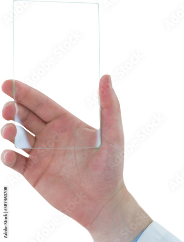 Cropped hand of man holding modern mobile phone