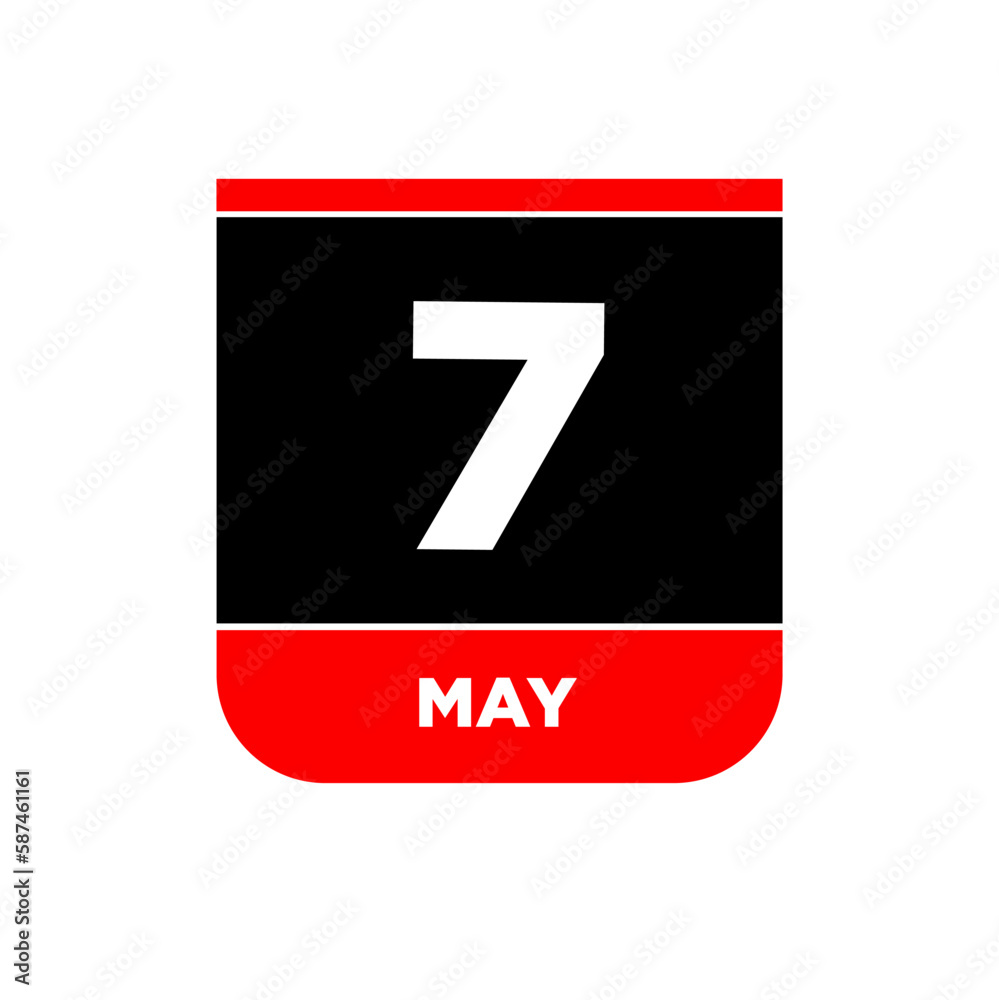 Fototapeta premium 7th May calendar Vector page. 7 may day icon.