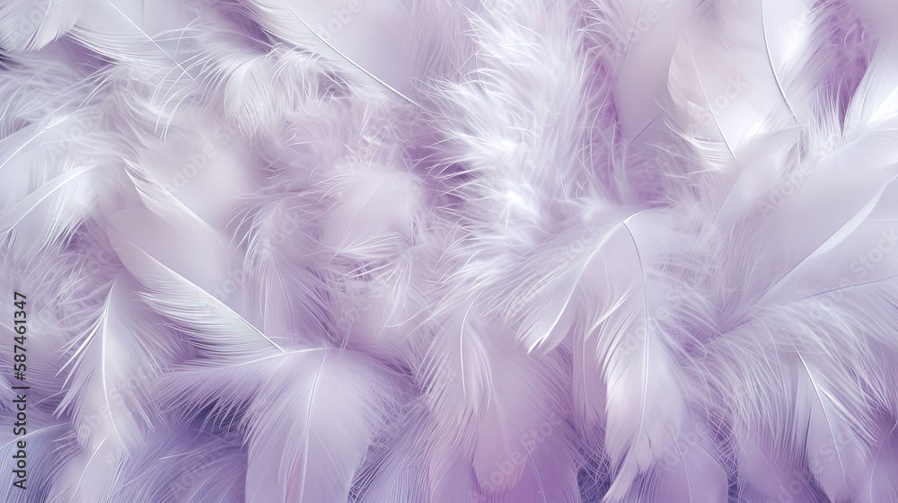 Digital lavender and white soft feathers and fur pattern texture background. Pastel purple fur and feathers pattern texture. Close up. generative AI Digital lavender and white soft feathers and fur pattern texture background. Pastel purple fur and feathers pattern texture. Close up. generative AI