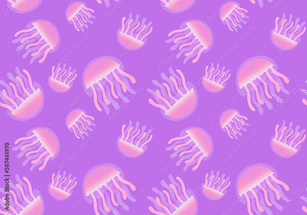 Cartoon ocean animals seamless jellyfish pattern for fabrics and wrapping paper and linens and kids clothes print Cartoon ocean animals seamless jellyfish pattern for fabrics and wrapping paper and linens and kids clothes print