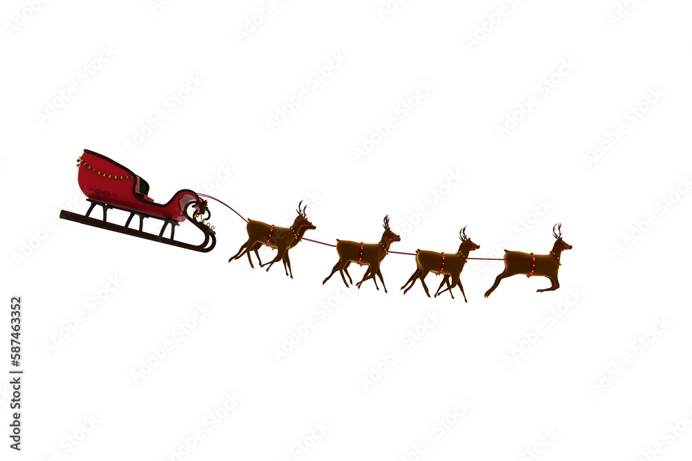 Digitally generated image of sleigh with reindeer