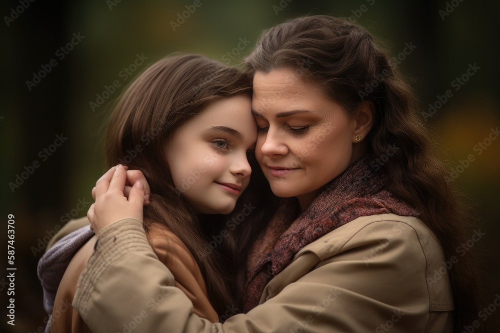 Shot of a happy senior woman spending quality time with her daughter outdoors Generative AI Shot of a happy senior woman spending quality time with her daughter outdoors Generative AI