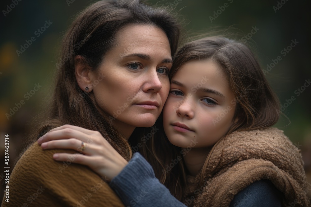 Shot of a happy senior woman spending quality time with her daughter outdoors Generative AI Shot of a happy senior woman spending quality time with her daughter outdoors Generative AI