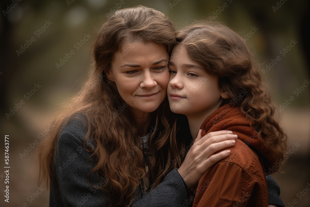 Shot of a happy senior woman spending quality time with her daughter outdoors Generative AI Shot of a happy senior woman spending quality time with her daughter outdoors Generative AI