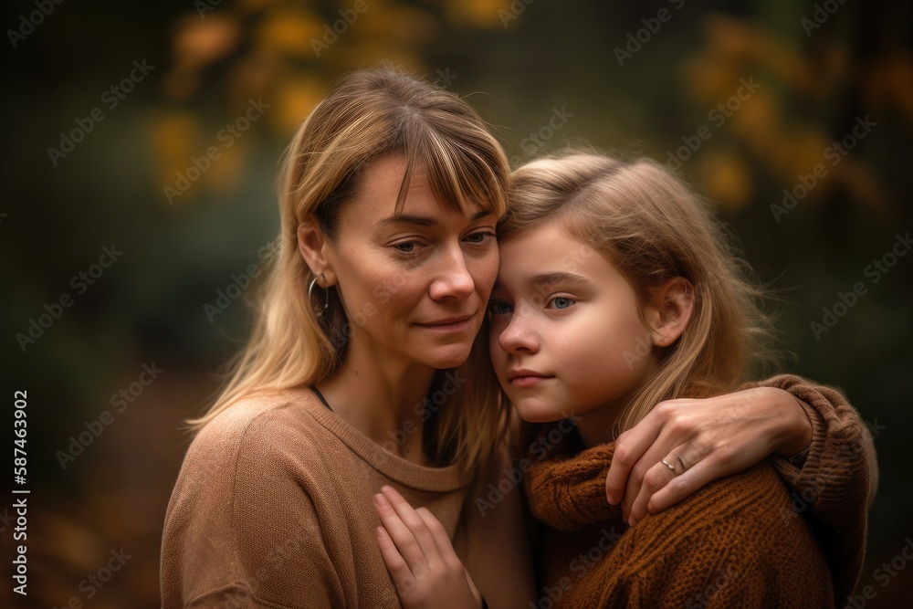 Shot of a happy senior woman spending quality time with her daughter outdoors Generative AI