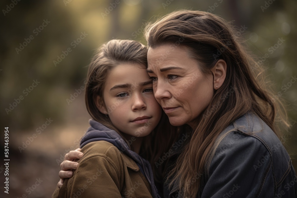 Shot of a happy senior woman spending quality time with her daughter outdoors Generative AI