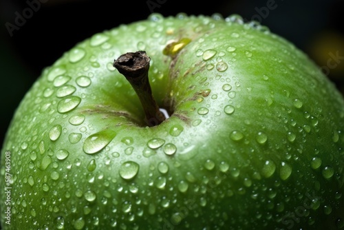 fresh and juicy fruits -wet green delicious apple
