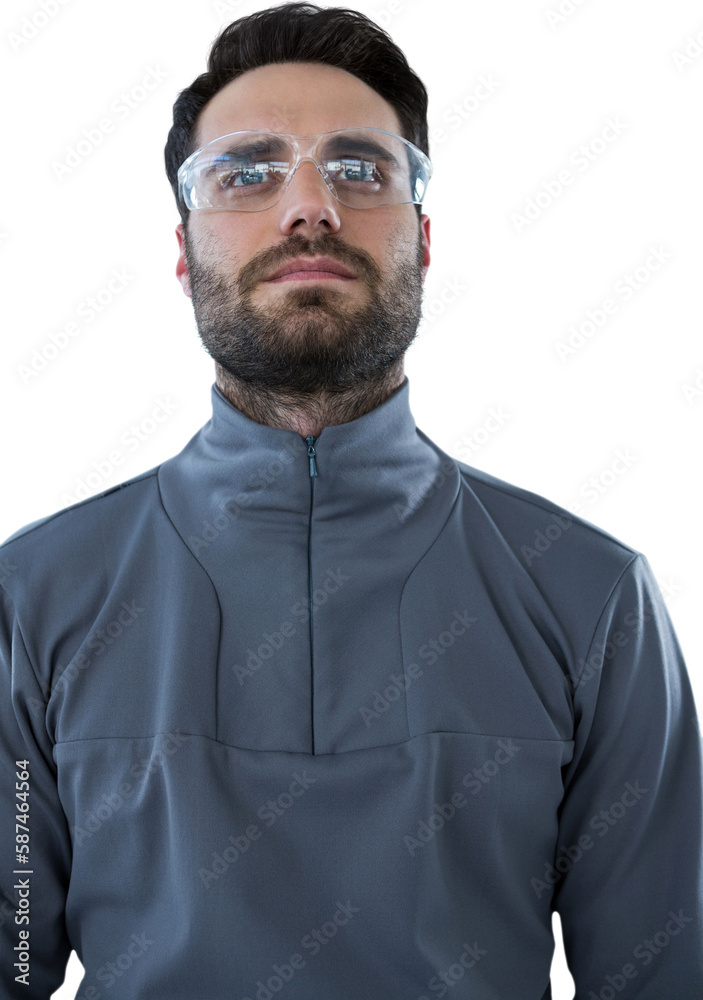 Man wearing protective eyewear Man wearing protective eyewear