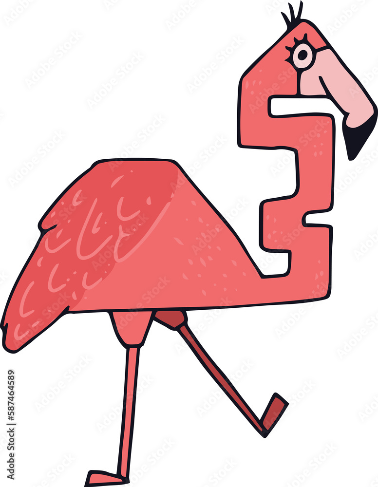 Naklejka premium Flamingo with zigzag neck