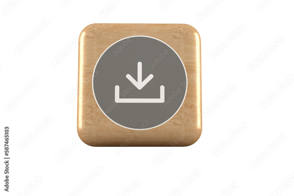 Digital composite image of downloading sign on brown cube Digital composite image of downloading sign on brown cube