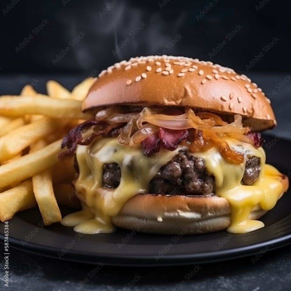 Bacon-Cheese Burger mit geschmorten Zwiebeln - Eine unwiderstehliche ...