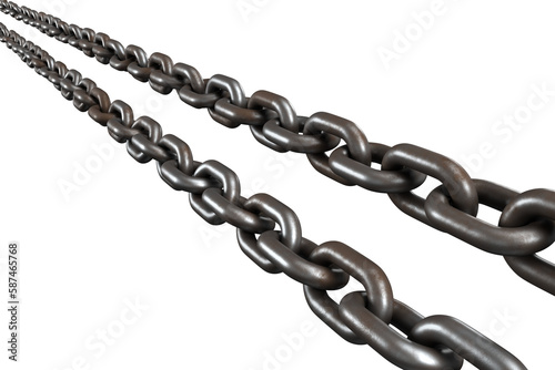 Closeup 3d image of metallic silver chains