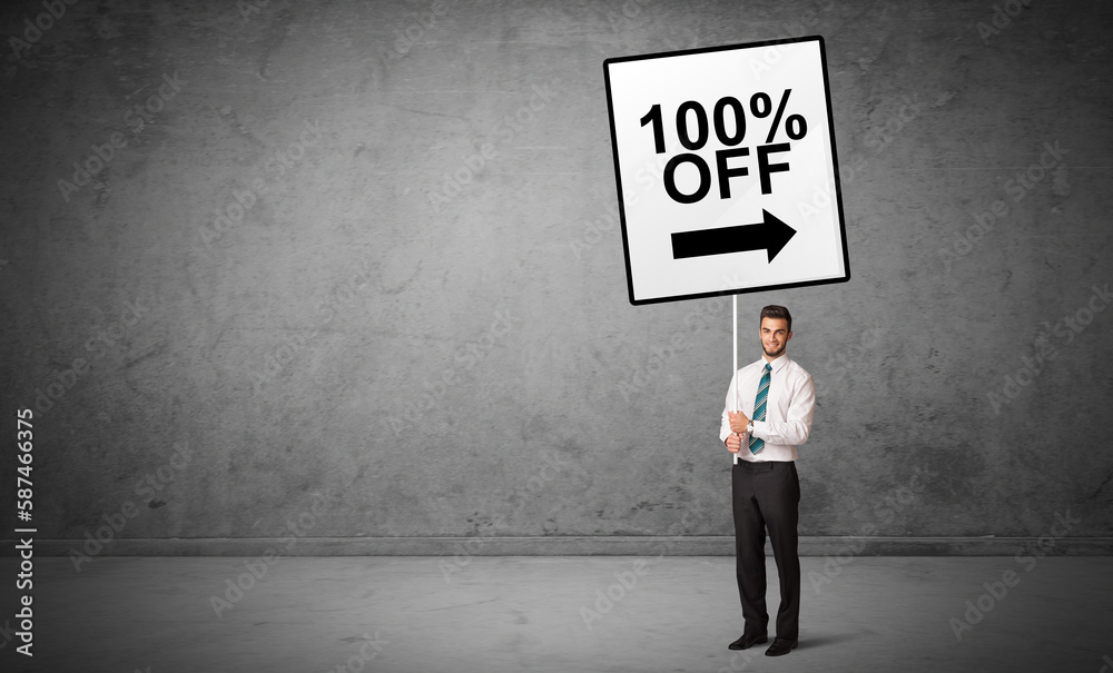 business person holding a traffic sign concept business person holding a traffic sign concept