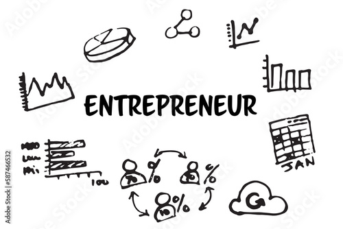 Etrepreneur text amidst several vector icons