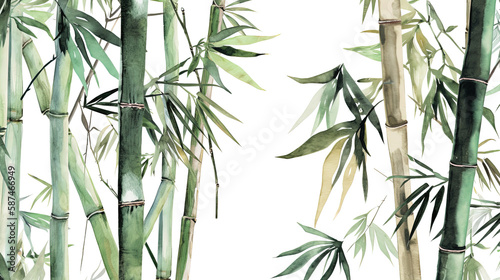 Tropical bamboo palm leaf Wallpaper  Luxury nature leaves pattern design  Hand drawn watercolor design for fabric  print  cover  banner and invitation  Generative AI