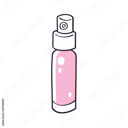 Small pink perfume fragrance sample spray bottle tester isolated vector