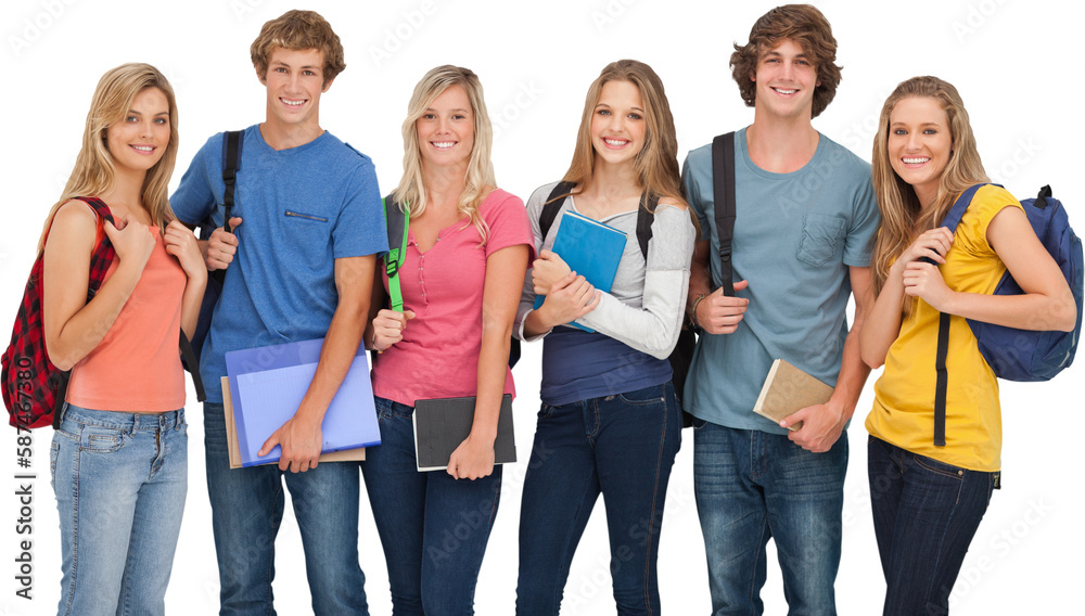 Smiling students all geared up for college