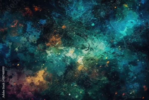 A colorful, textured background of the universe. Generative AI © AkuAku