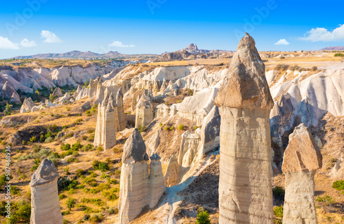 View of Love valley near Goreme village, Cappadocia, Turkey