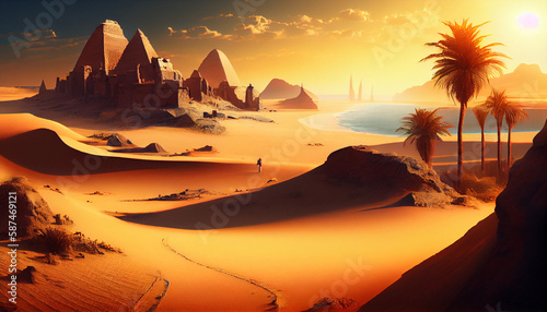sunset over the desert  Egypt desert