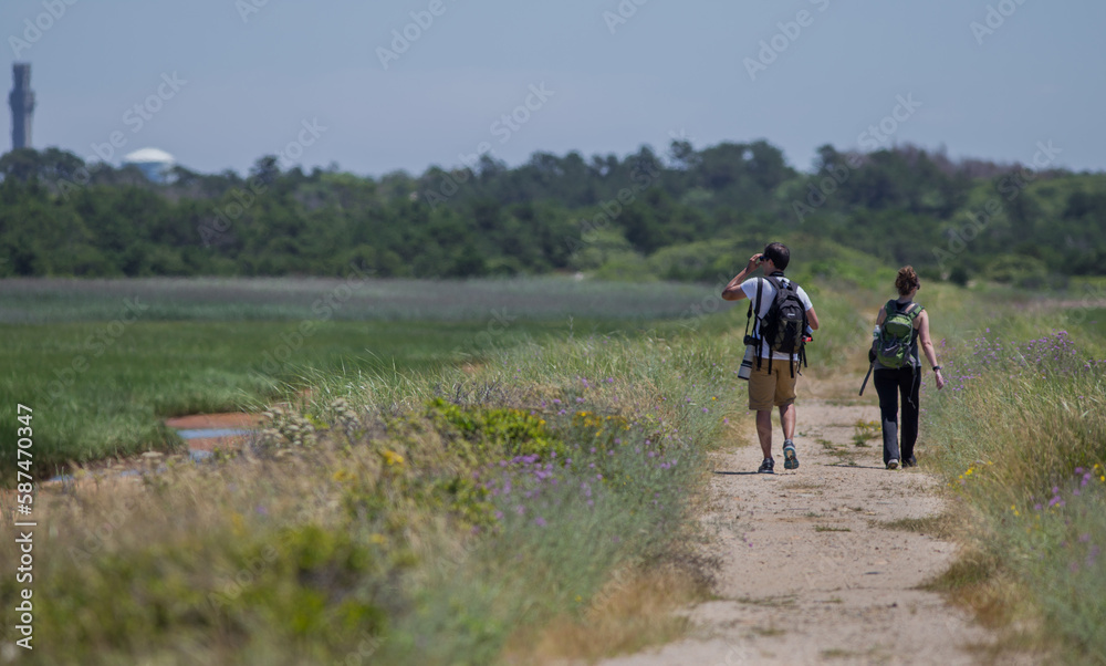 Hikers on trail - Cape Cod National Seashore 