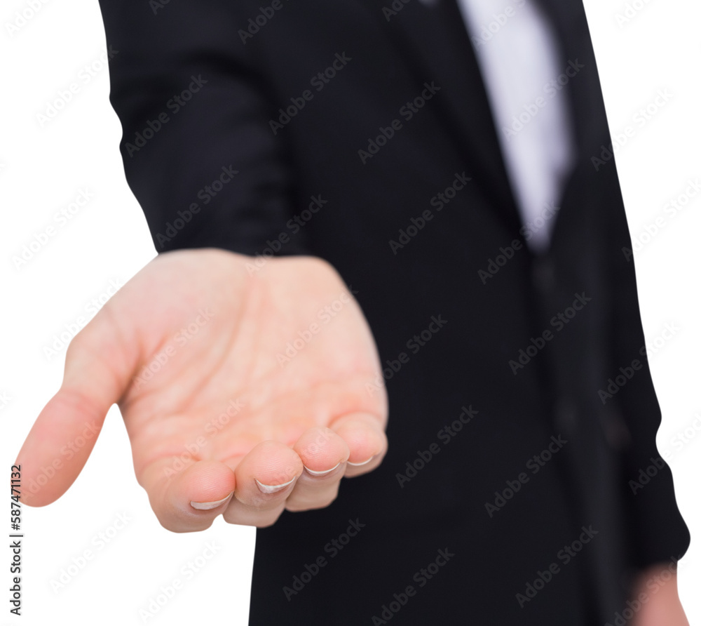 Businessman holding out his hands to the camera