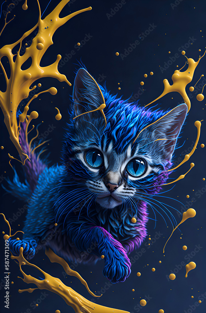 cat splash Art AI generated