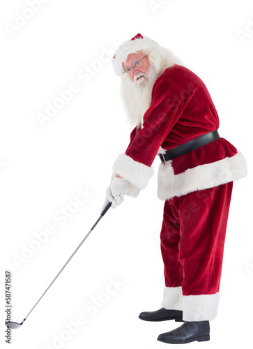 Santa Claus is playing golf 