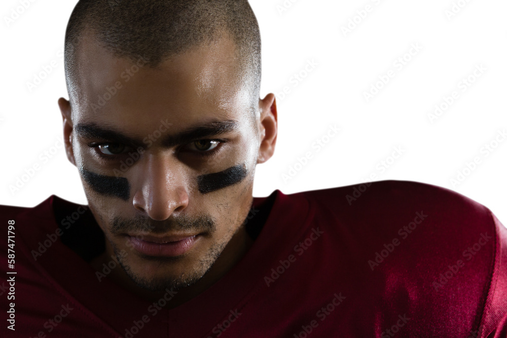 Naklejka premium Confident American football player with face paint