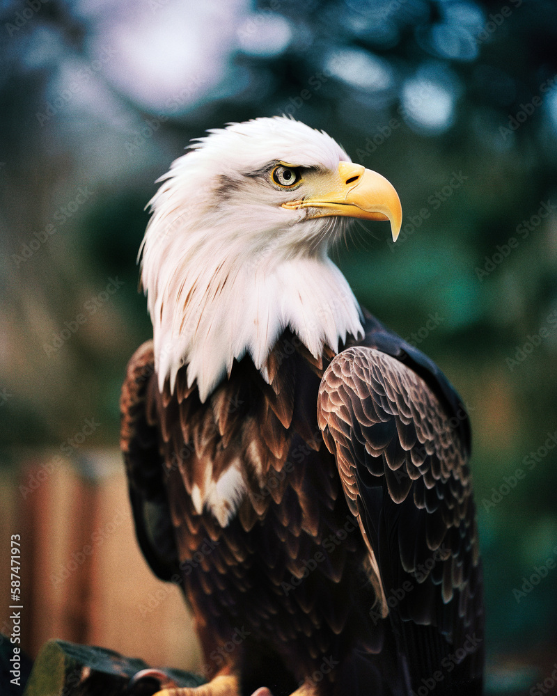 Obraz premium Portrait of Bald Eagle, symbol of the USA - generative ai