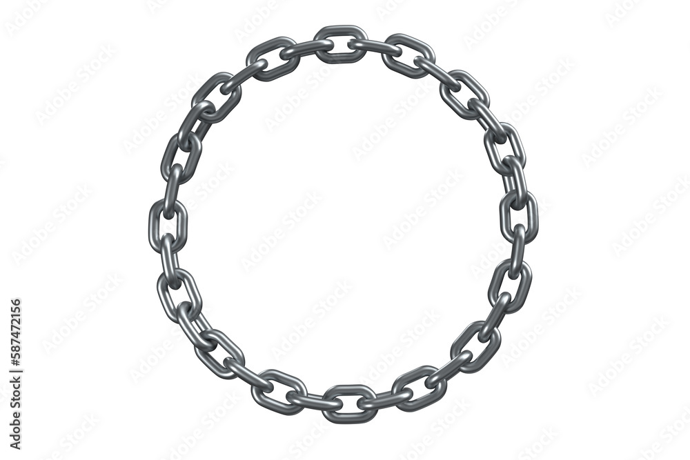 3d image of shiny metallic circular chain 3d image of shiny metallic circular chain