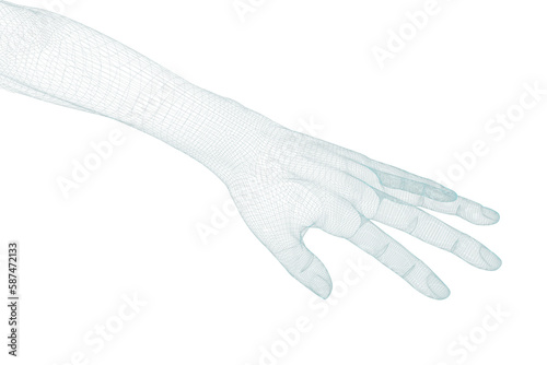 3d image of white human hand 