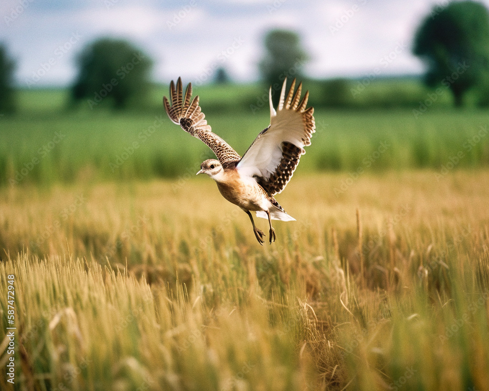 Obraz premium Eurasian Bustard in flight - generative ai