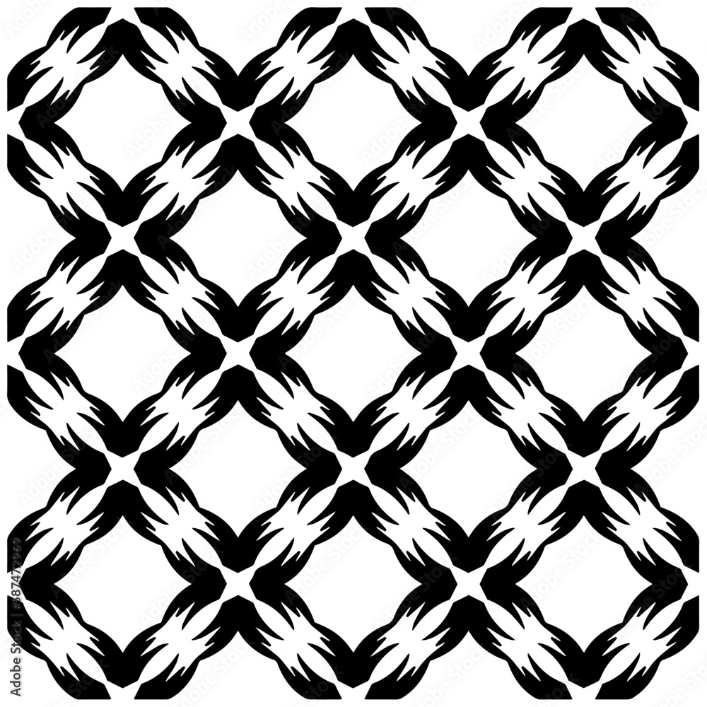 Dark background with abstract shapes. Black and white texture. Seamless monochrome repeating pattern for web page, textures, card, poster, fabric, textile. Dark background with abstract shapes. Black and white texture. Seamless monochrome repeating pattern for web page, textures, card, poster, fabric, textile.