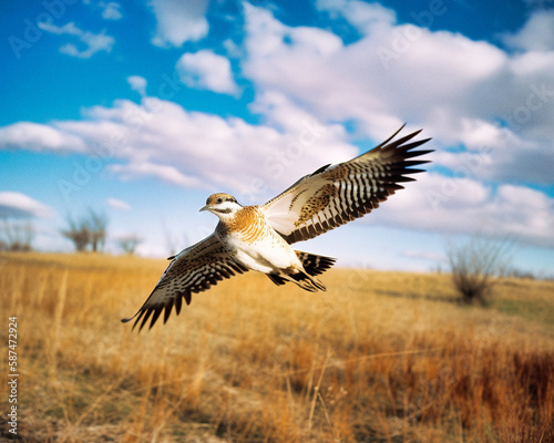 Eurasian Bustard in flight - generative ai © Uolir