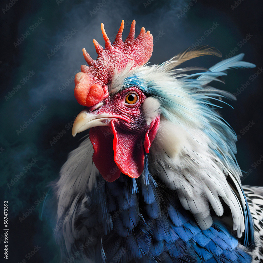 French flag rooster - generative ai