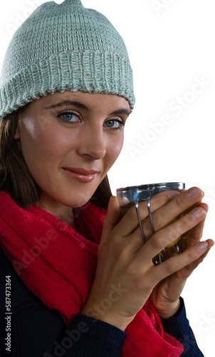 Portrait of woman holding coffee cup